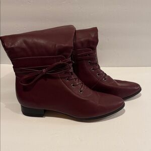 Elegant Burgundy Lace-Up Women's Boots